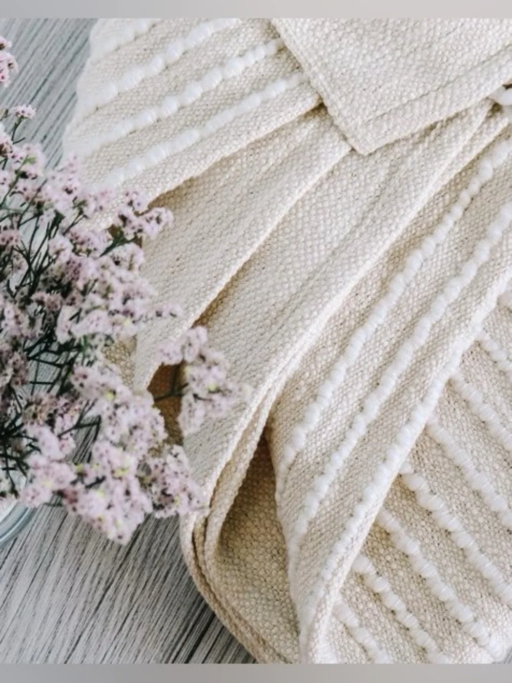West Elm Soft Corded Throw Neutral Cream/Beige